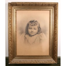 Antique Gold Leaf Frame with Portrait of Girl