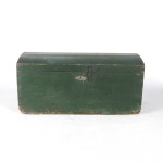 Antique Wooden Trunk Chest Dome Top Painted Green Dovetailed 19th c