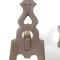 Antique Fireplace Andirons Gothic Cross Cast Iron