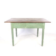 SOLD: Vintage Farm Table Wooden Rustic Primitive Green Paint