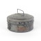 Antique Spice Box Tole Painted Toleware Black Round Primitive Metal 19th c