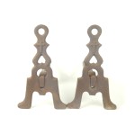 Antique Fireplace Andirons Gothic Cross Cast Iron