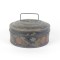 Antique Spice Box Tole Painted Toleware Black Round Primitive Metal 19th c