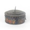 Antique Spice Box Tole Painted Toleware Black Round Primitive Metal 19th c