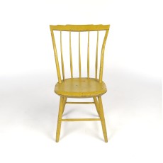 Antique Windsor Side Chair Thumb Back 19th c Mustard Paint