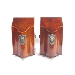 Southampton Knife Boxes Pair Federal Style Wooden Mahogany