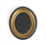 SOLD: Antique Oval Mirror Picture Frame Gold Black Wall Hanging