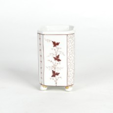 Copper Tea Leaf Brush Holder Cup Lustre Antique Ceramic