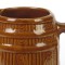Vintage Brown Barrel Pitcher Stoneware Woodgrain Water Milk