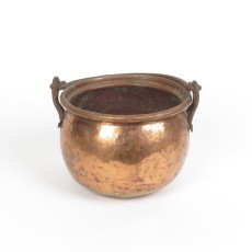 SOLD: Antique Copper Pot Kettle Cauldron Iron Handle