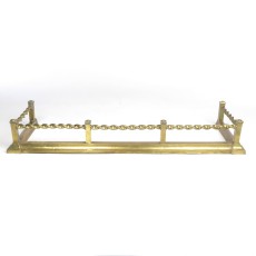 SOLD: Antique Brass Fireplace Fender Barley Twist Fire Guard Bumper