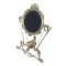 Antique French Vanity Mirror Art Nouveau Brass Lady in Swing