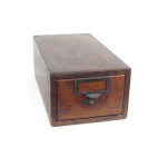 SOLD: Antique Oak Card Catalog Box Single Drawer File