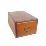 SOLD: Antique Oak Card Catalog Box File Single Drawer