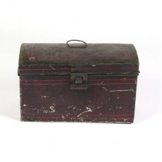 Antique tin toleware document box in black and red