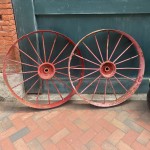 Pair Antique Metal Tractor Wheels